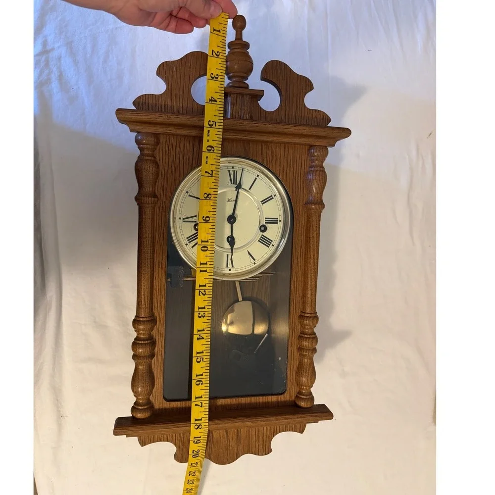 Hermle Regulator Wall Clock Wood Case Brass Pendulum Mechanical Wind Up with Key